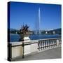 Jet D'Eau (Water Jet), Geneva, Lake Geneva (Lac Leman), Switzerland, Europe-Stuart Black-Stretched Canvas