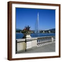 Jet D'Eau (Water Jet), Geneva, Lake Geneva (Lac Leman), Switzerland, Europe-Stuart Black-Framed Photographic Print