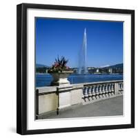 Jet D'Eau (Water Jet), Geneva, Lake Geneva (Lac Leman), Switzerland, Europe-Stuart Black-Framed Photographic Print