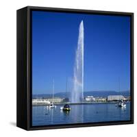 Jet D'Eau (Water Jet), Geneva, Lake Geneva (Lac Leman), Switzerland, Europe-Stuart Black-Framed Stretched Canvas