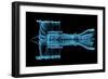 Jet Engine Turbine (3D Xray Blue Transparent)-sauliusl-Framed Art Print