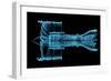 Jet Engine Turbine (3D Xray Blue Transparent)-sauliusl-Framed Art Print