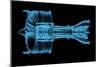 Jet Engine Turbine (3D Xray Blue Transparent)-sauliusl-Mounted Art Print