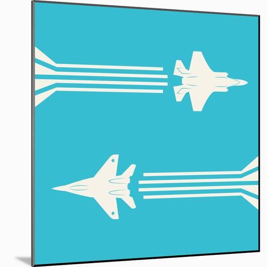 Jet Fighter Aircrafts Flying on Sky for Your Design-Lawkeeper-Mounted Art Print