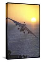 Jet Plane, A4D Skyhawk, Taking Off From USS Independence at Sunrise over Mediterranean Sea-John Dominis-Stretched Canvas