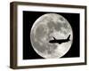 Jet Plane Passes in Front of the Full Moon Above Surfside, Florida-null-Framed Premium Photographic Print