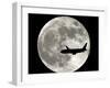 Jet Plane Passes in Front of the Full Moon Above Surfside, Florida-null-Framed Premium Photographic Print