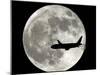 Jet Plane Passes in Front of the Full Moon Above Surfside, Florida-null-Mounted Premium Photographic Print