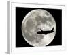 Jet Plane Passes in Front of the Full Moon Above Surfside, Florida-null-Framed Photographic Print