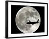 Jet Plane Passes in Front of the Full Moon Above Surfside, Florida-null-Framed Photographic Print