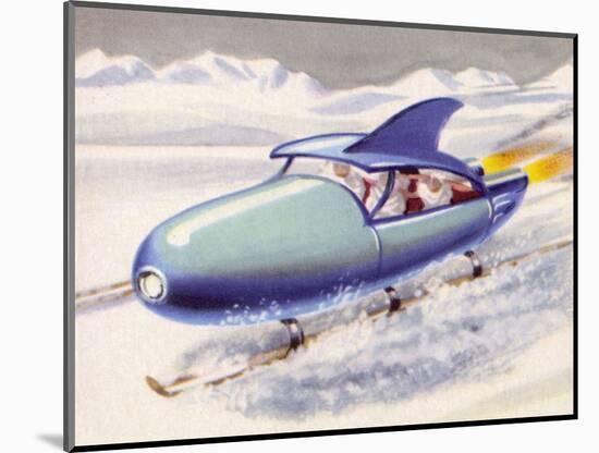 Jet-Propelled Snowmobile-null-Mounted Art Print