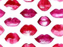 Seamless Vector Pattern with Red Watercolor Lips-Jet-Art Print