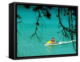 Jet Ski on the Sea at Konnos Beach, Protaras, Cypress-Petros Karadjias-Framed Stretched Canvas