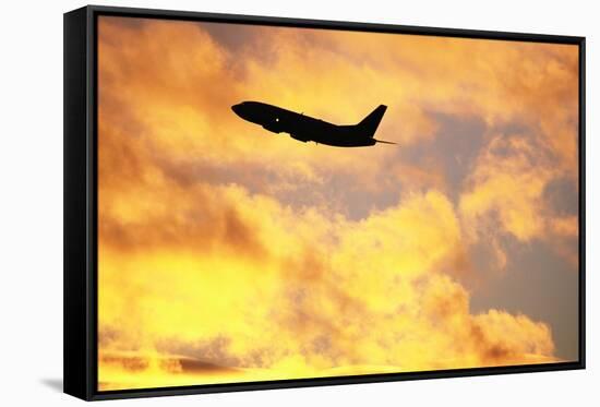 Jet Taking Off from Seatac International Airport-Paul Souders-Framed Stretched Canvas