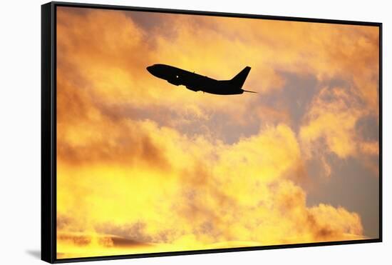 Jet Taking Off from Seatac International Airport-Paul Souders-Framed Stretched Canvas