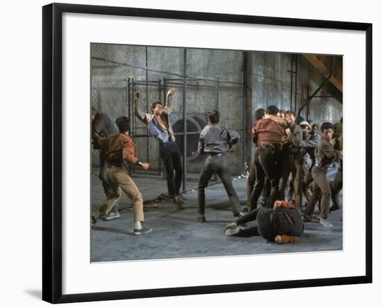 Jets and Sharks Fight, Scene from West Side Story-Gjon Mili-Framed Premium Photographic Print