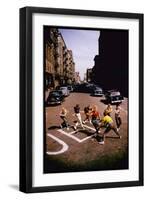 Jets' Dance on Busy Street in Scene from West Side Story-Gjon Mili-Framed Photographic Print