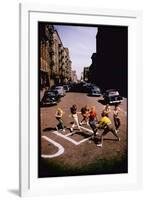 Jets' Dance on Busy Street in Scene from West Side Story-Gjon Mili-Framed Photographic Print