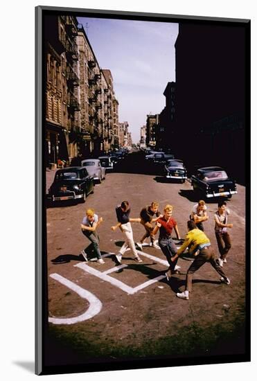 Jets' Dance on Busy Street in Scene from West Side Story-Gjon Mili-Mounted Photographic Print