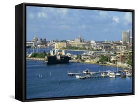 Jetties, Harbour and Skyline of the City of Cartagena in Colombia, South America-Ken Gillham-Framed Stretched Canvas