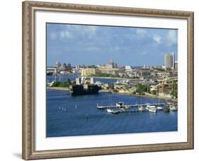 Jetties, Harbour and Skyline of the City of Cartagena in Colombia, South America-Ken Gillham-Framed Photographic Print