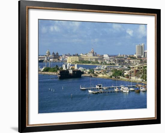 Jetties, Harbour and Skyline of the City of Cartagena in Colombia, South America-Ken Gillham-Framed Photographic Print