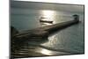 Jetty and a boat at sunset in the Caribbean-Natalie Tepper-Mounted Photo