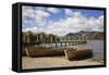 Jetty and Boats at Derwent Water January-null-Framed Stretched Canvas