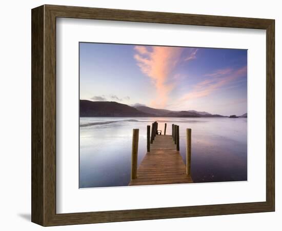 Jetty and Derwentwater at Sunset, Near Keswick, Lake District National Park, Cumbria, England, Uk-Lee Frost-Framed Photographic Print