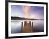 Jetty and Derwentwater at Sunset, Near Keswick, Lake District National Park, Cumbria, England, Uk-Lee Frost-Framed Photographic Print