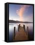 Jetty and Derwentwater at Sunset, Near Keswick, Lake District National Park, Cumbria, England, Uk-Lee Frost-Framed Stretched Canvas