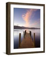 Jetty and Derwentwater at Sunset, Near Keswick, Lake District National Park, Cumbria, England, Uk-Lee Frost-Framed Photographic Print