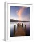 Jetty and Derwentwater at Sunset, Near Keswick, Lake District National Park, Cumbria, England, Uk-Lee Frost-Framed Photographic Print