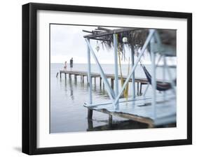 Jetty and Hammocks, Caye Caulker, Belize-Russell Young-Framed Premium Photographic Print