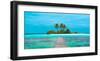 Jetty and Maldivian island-Pangea Images-Framed Art Print