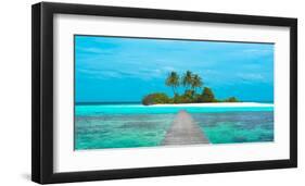 Jetty and Maldivian island-Pangea Images-Framed Art Print