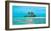 Jetty and Maldivian island-Pangea Images-Framed Art Print