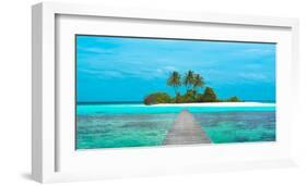 Jetty and Maldivian island-Pangea Images-Framed Art Print