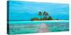 Jetty and Maldivian island-Pangea Images-Stretched Canvas