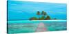 Jetty and Maldivian island-Pangea Images-Stretched Canvas