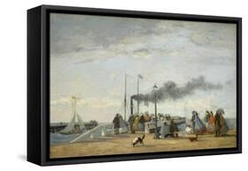 Jetty and Wharf at Trouville, 1863-Eugene Louis Boudin-Framed Stretched Canvas