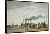 Jetty and Wharf at Trouville, 1863-Eugene Louis Boudin-Framed Stretched Canvas