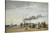 Jetty and Wharf at Trouville, 1863-Eugene Louis Boudin-Stretched Canvas