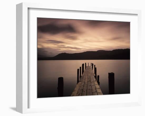 Jetty at Brandelhow Bay, Derwent Water, Lake District National Park, Cumbria, England-null-Framed Photographic Print