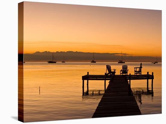 Jetty at Sunset, Caye Caulker, Belize-Russell Young-Stretched Canvas