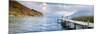 Jetty in a Lake with a Mountain Range in the Background, Lake Atitlan, San Marcos-null-Mounted Photographic Print