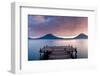 Jetty in a lake with a mountain range in the background, Lake Atitlan, Santa Cruz La Laguna, Wes...-null-Framed Photographic Print