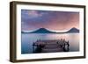 Jetty in a lake with a mountain range in the background, Lake Atitlan, Santa Cruz La Laguna, Wes...-null-Framed Photographic Print