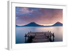 Jetty in a lake with a mountain range in the background, Lake Atitlan, Santa Cruz La Laguna, Wes...-null-Framed Photographic Print