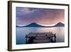 Jetty in a lake with a mountain range in the background, Lake Atitlan, Santa Cruz La Laguna, Wes...-null-Framed Photographic Print